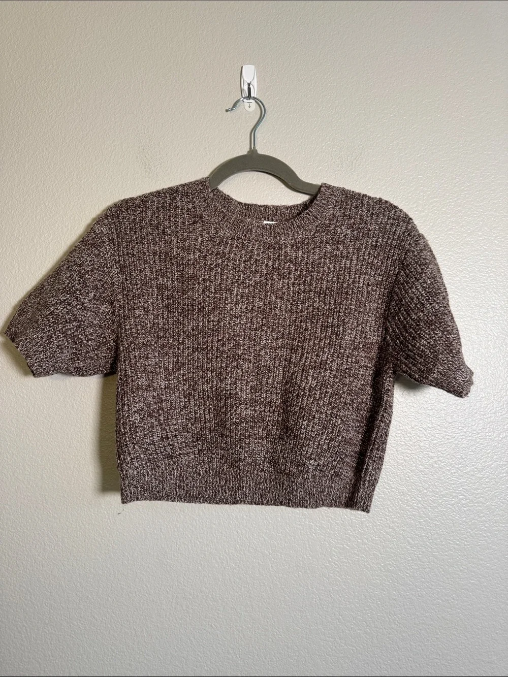 ALO Yoga Mark Sweater Short Sleeve in Mushroom Marl - EST. XS